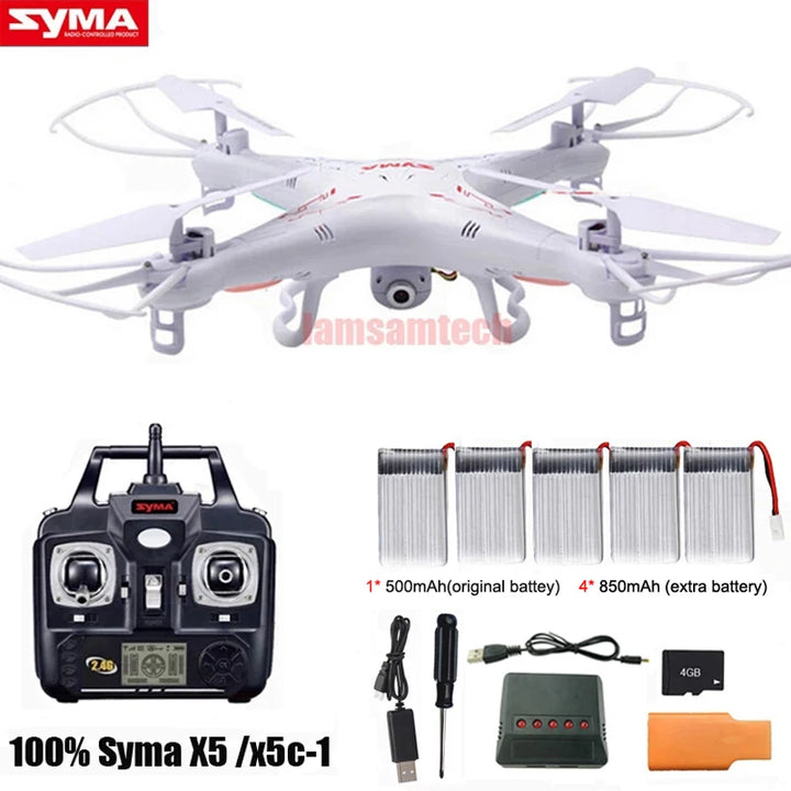 Original SYMA X5C/ X5C-1 Explorers Drone 2.4G 4CH 6-Axis Gyro RC Quadcopter With 2.0MP HD Camera RTF RC Helicopter for kids toys - Thedroneflight