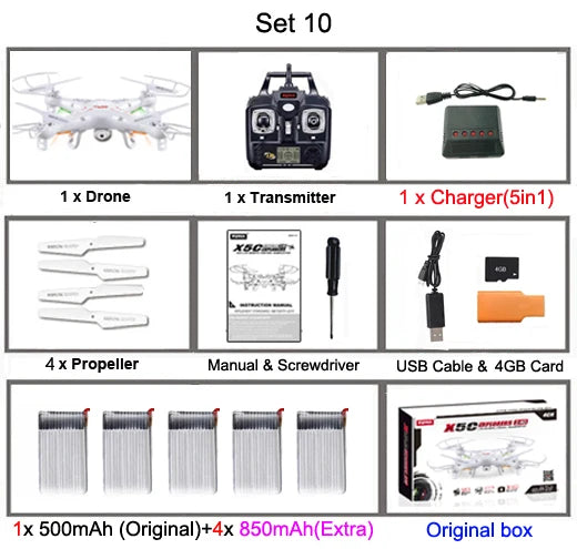 Original SYMA X5C/ X5C-1 Explorers Drone 2.4G 4CH 6-Axis Gyro RC Quadcopter With 2.0MP HD Camera RTF RC Helicopter for kids toys - Thedroneflight