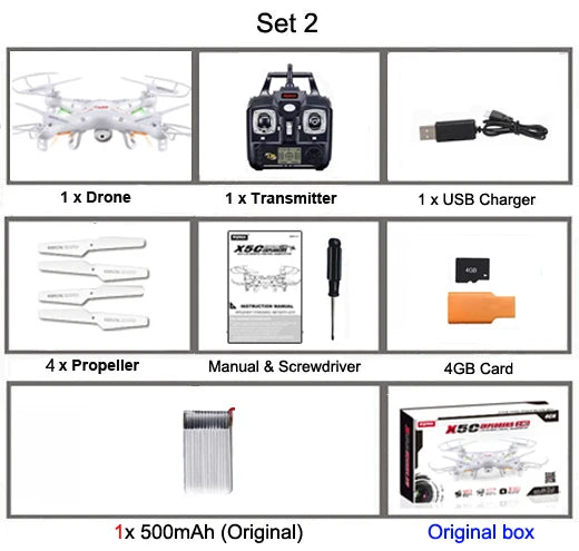 Original SYMA X5C/ X5C-1 Explorers Drone 2.4G 4CH 6-Axis Gyro RC Quadcopter With 2.0MP HD Camera RTF RC Helicopter for kids toys - Thedroneflight