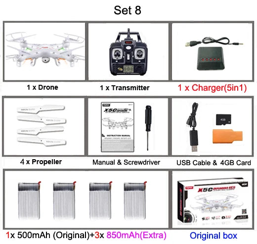 Original SYMA X5C/ X5C-1 Explorers Drone 2.4G 4CH 6-Axis Gyro RC Quadcopter With 2.0MP HD Camera RTF RC Helicopter for kids toys - Thedroneflight