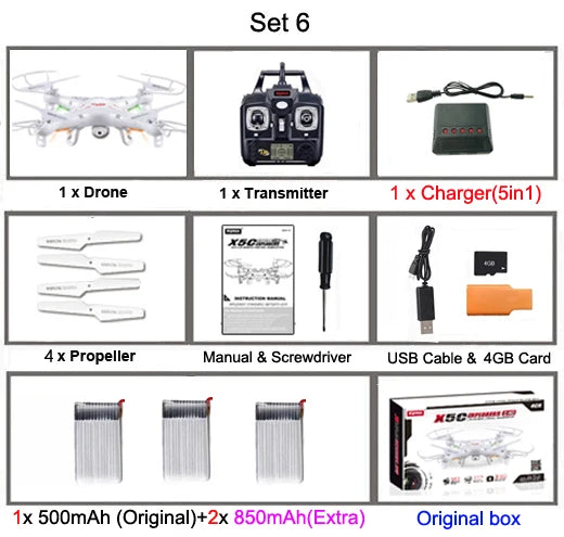 Original SYMA X5C/ X5C-1 Explorers Drone 2.4G 4CH 6-Axis Gyro RC Quadcopter With 2.0MP HD Camera RTF RC Helicopter for kids toys - Thedroneflight
