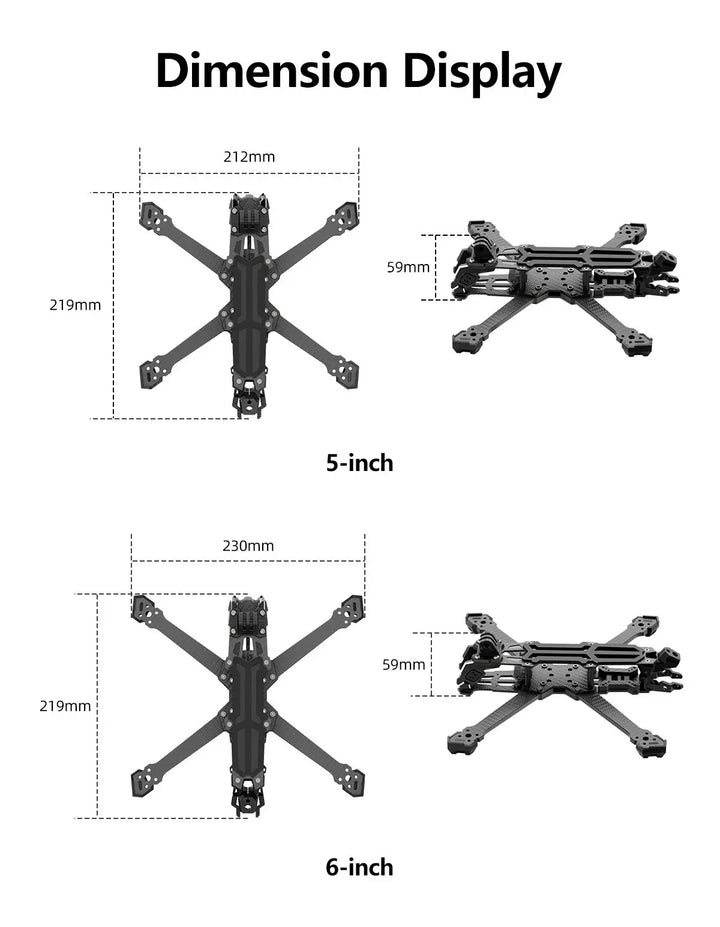 GEPRC GEP-Vapor-X5/X6 Frame 5-6inch Drone Carbon Fiber RC FPV Quadcopter Helicopter Replacement Accessories for Vapor-X Drones