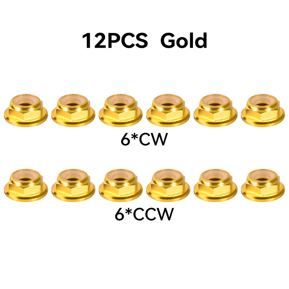 12pcs M5 Motor Screw Nuts Aluminum Alloy CW CCW Flange Nylon Insert Self-Locking Lock Nuts for RC FPV Racing Drone - Thedroneflight