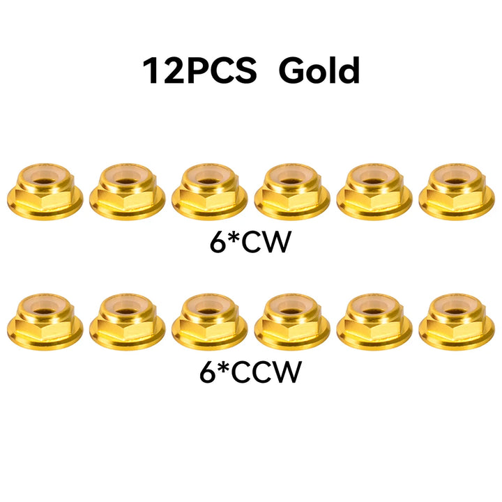 12pcs M5 Motor Screw Nuts Aluminum Alloy CW CCW Flange Nylon Insert Self-Locking Lock Nuts for RC FPV Racing Drone - Thedroneflight