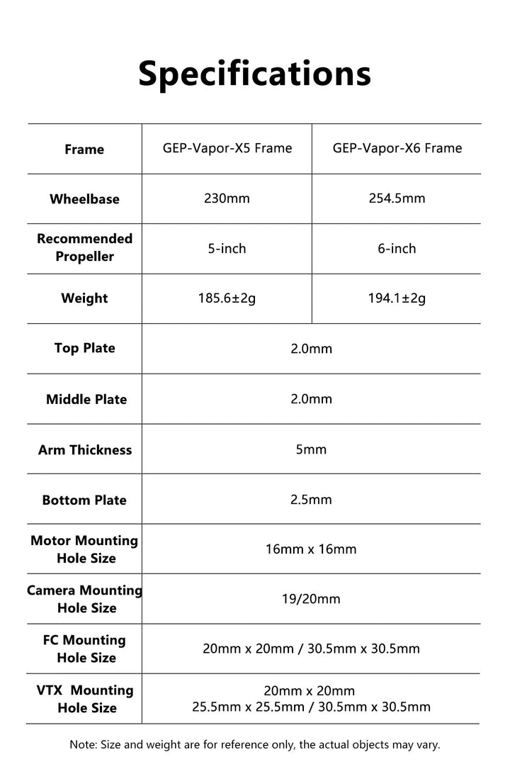 GEPRC GEP-Vapor-X5/X6 Frame 5-6inch Drone Carbon Fiber RC FPV Quadcopter Helicopter Replacement Accessories for Vapor-X Drones