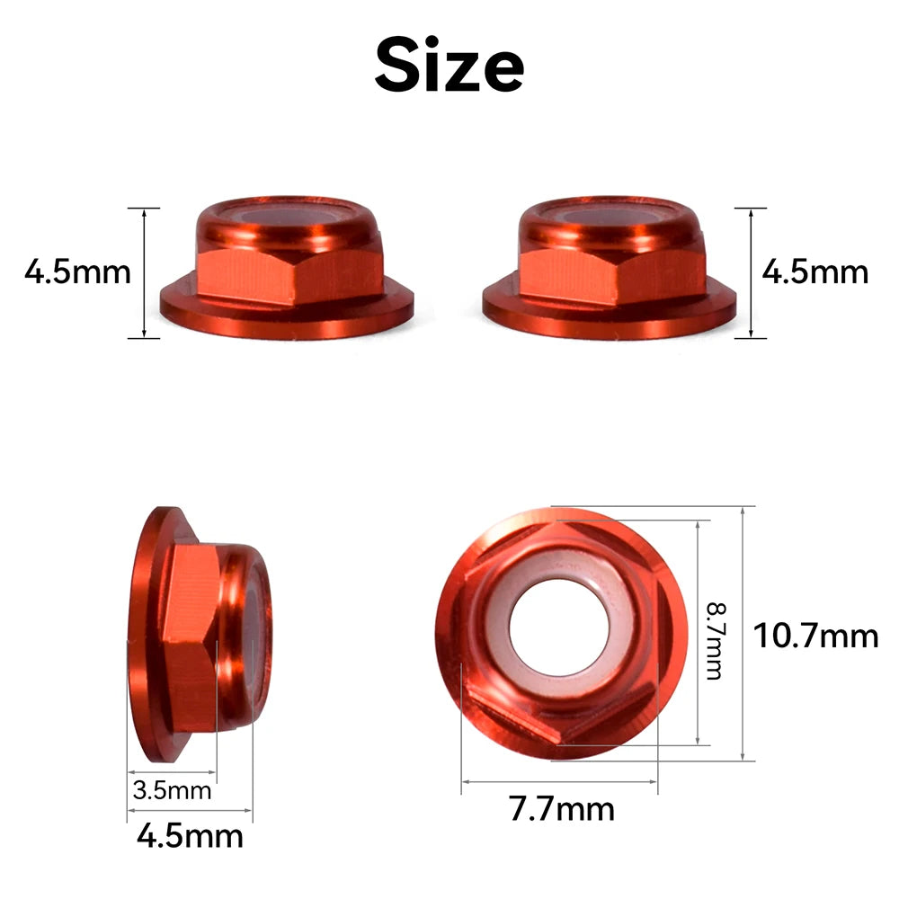 12pcs M5 Motor Screw Nuts Aluminum Alloy CW CCW Flange Nylon Insert Self-Locking Lock Nuts for RC FPV Racing Drone - Thedroneflight