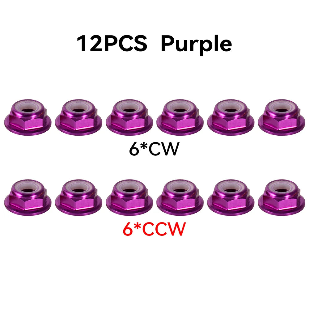 12pcs M5 Motor Screw Nuts Aluminum Alloy CW CCW Flange Nylon Insert Self-Locking Lock Nuts for RC FPV Racing Drone - Thedroneflight