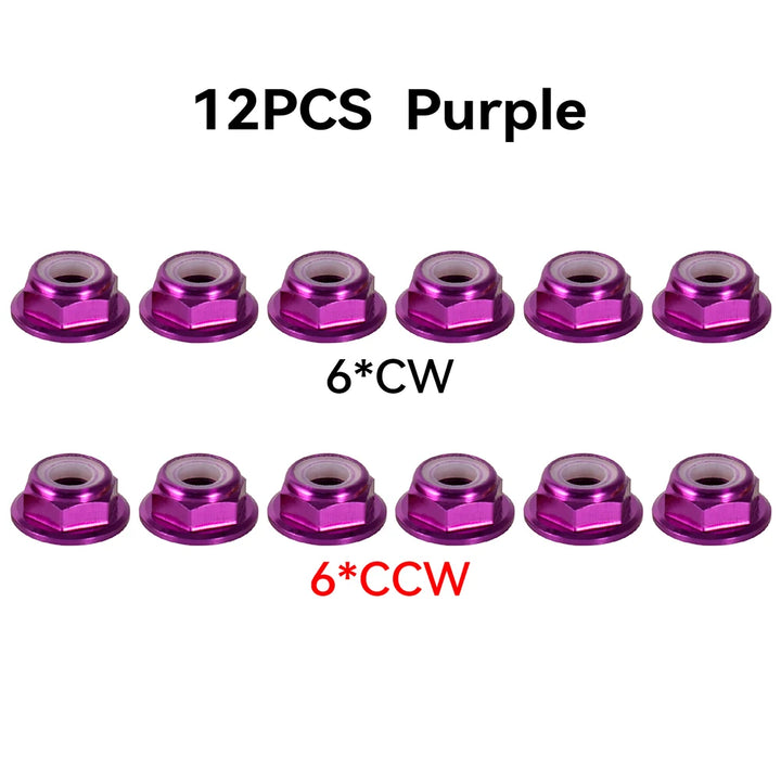 12pcs M5 Motor Screw Nuts Aluminum Alloy CW CCW Flange Nylon Insert Self-Locking Lock Nuts for RC FPV Racing Drone - Thedroneflight