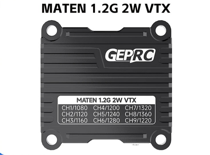 GEPRC MATEN 1.2G 2W VTX 25mW/400mW/800mW/2000mW/Pit mode Switchable Video Transmitter 1080MHz-1360MHz For Long Range RC Drone