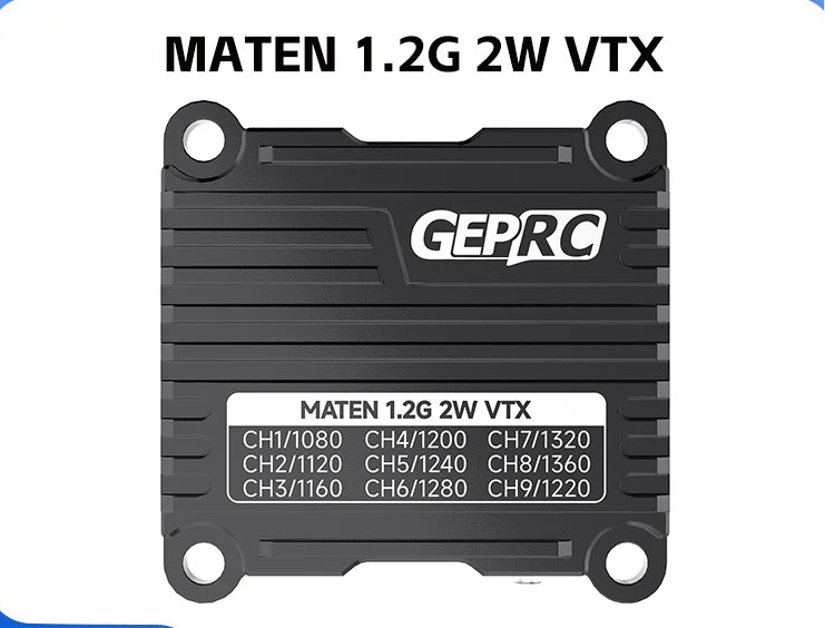 GEPRC MATEN 1.2G 2W VTX 25mW/400mW/800mW/2000mW/Pit mode Switchable Video Transmitter 1080MHz-1360MHz For Long Range RC Drone