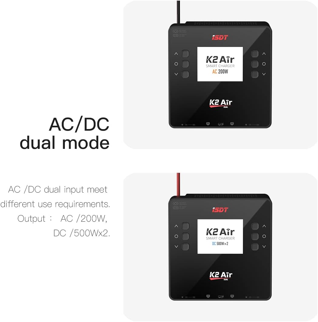 iSDT K2 Air Bluetooth 20A Dual Smart Charger/Discharger - AC 200W / DC 500W x2