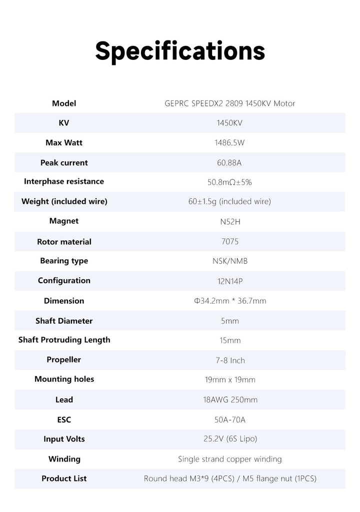 GEPRC SPEEDX2 2809 Motor 1280KV 1450KV | Long Range 7" FPV Drone