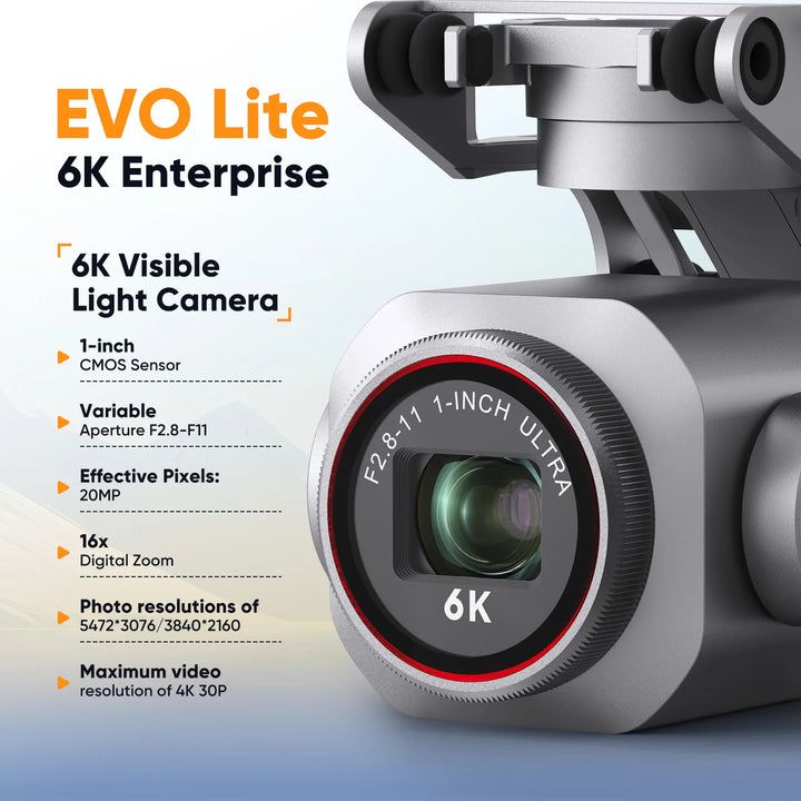 Autel Robotics EVO Lite 640K Enterprise Drone 1'' CMOS 16x Digital Zoom mapping surveying search and rescue IP43 Smart Controller