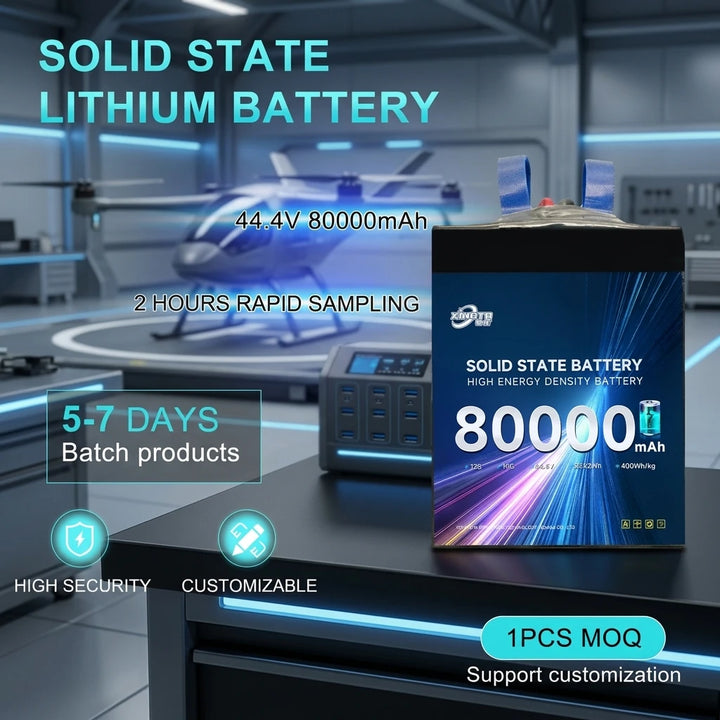 XINGTO Semi-Solid State UAV Battery Pack — 6S–14S, 40–80Ah, 10C, CE Certified, for VTOL, Industrial Drone & Heavy-Lift UAV