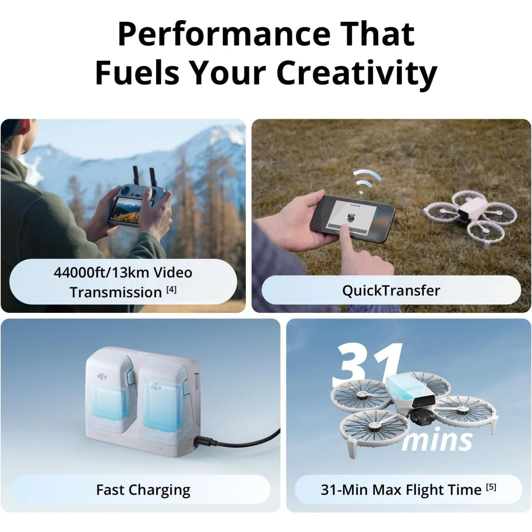 DJI Flip Camera Drone with RC 2 — 4K 60FPS HDR, 1/1.7" CMOS, 3-Axis Gimbal, Under 249g, 31-Min Flight, 13km, Subject Tracking, Carbon Fiber Guards