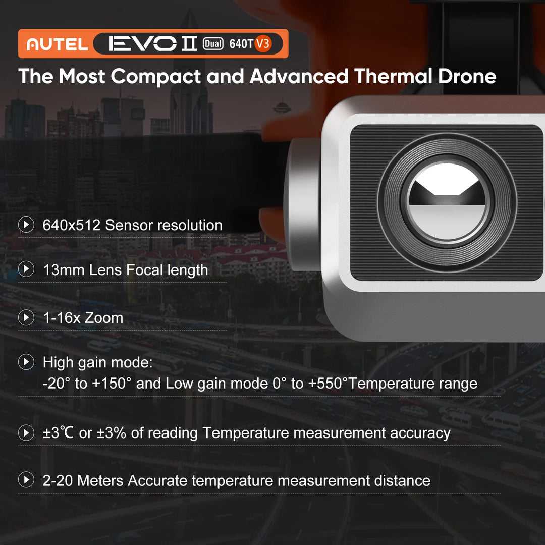 Autel Robotics EVO II Dual 640T V3 — Thermal + 6K, 40-Min, 15km, Remote ID, IP43