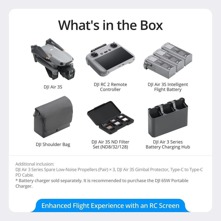 DJI Air 3S Fly More Combo (RC 2) — 1" CMOS Dual Camera, 4K/60fps, 45-Min, 3 Batteries