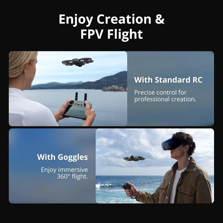 DJI Avata 360 FPV Drone — 8K 360° Camera, 1-Inch Sensor, 249g, Built-In Screen RC