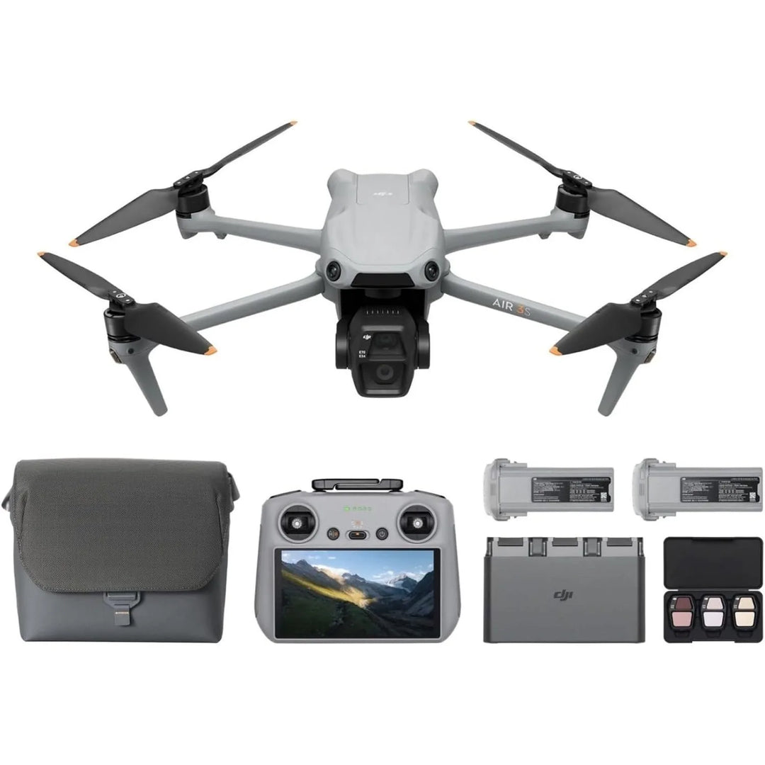 DJI Air 3S Fly More Combo (RC 2) — 1" CMOS Dual Camera, 4K/60fps, 45-Min, 3 Batteries