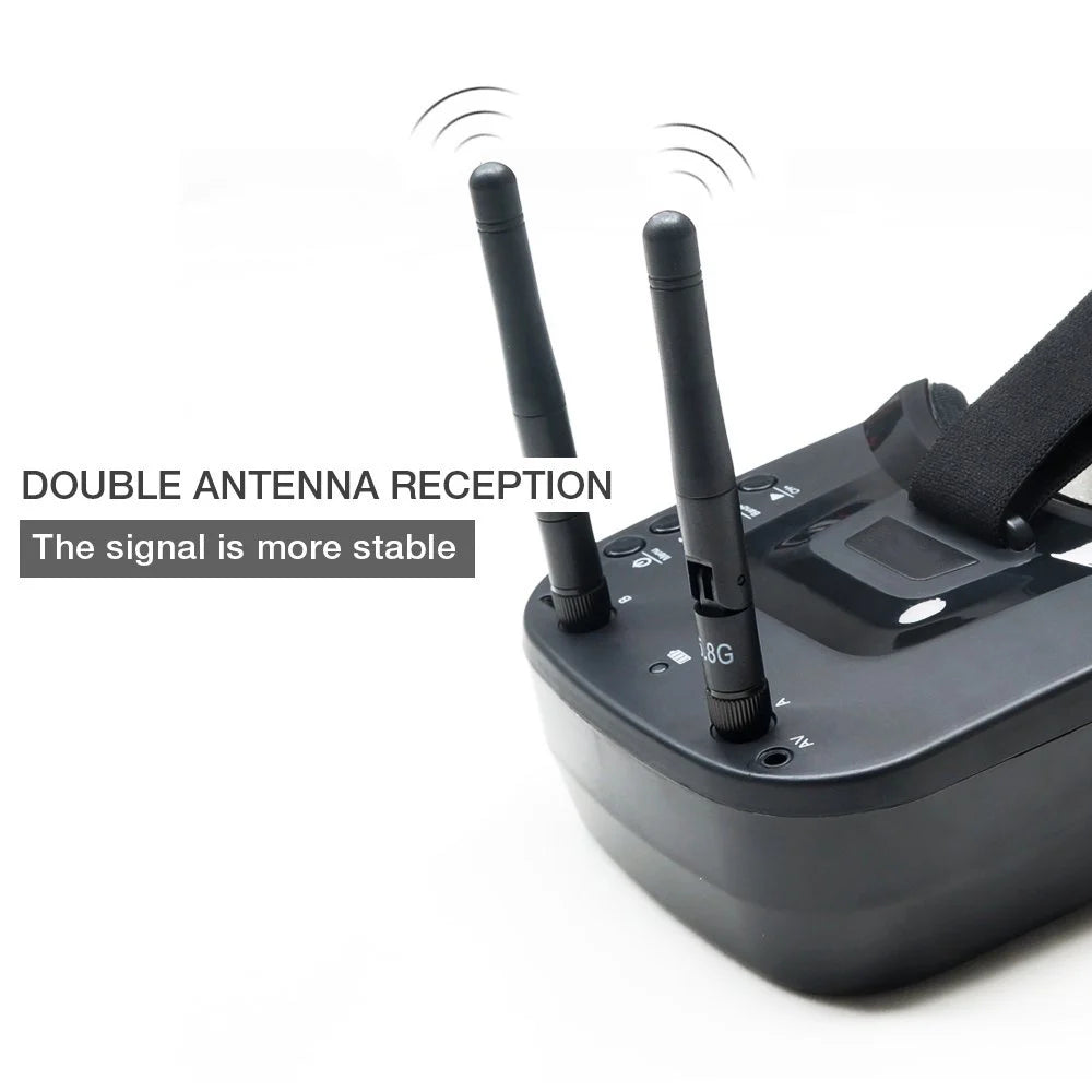 VR009 5.8G 40CH Auto-Searching Double Antennas mini FPV Goggles 3.0 Inch Built-in Battery for RC Drone Beginner