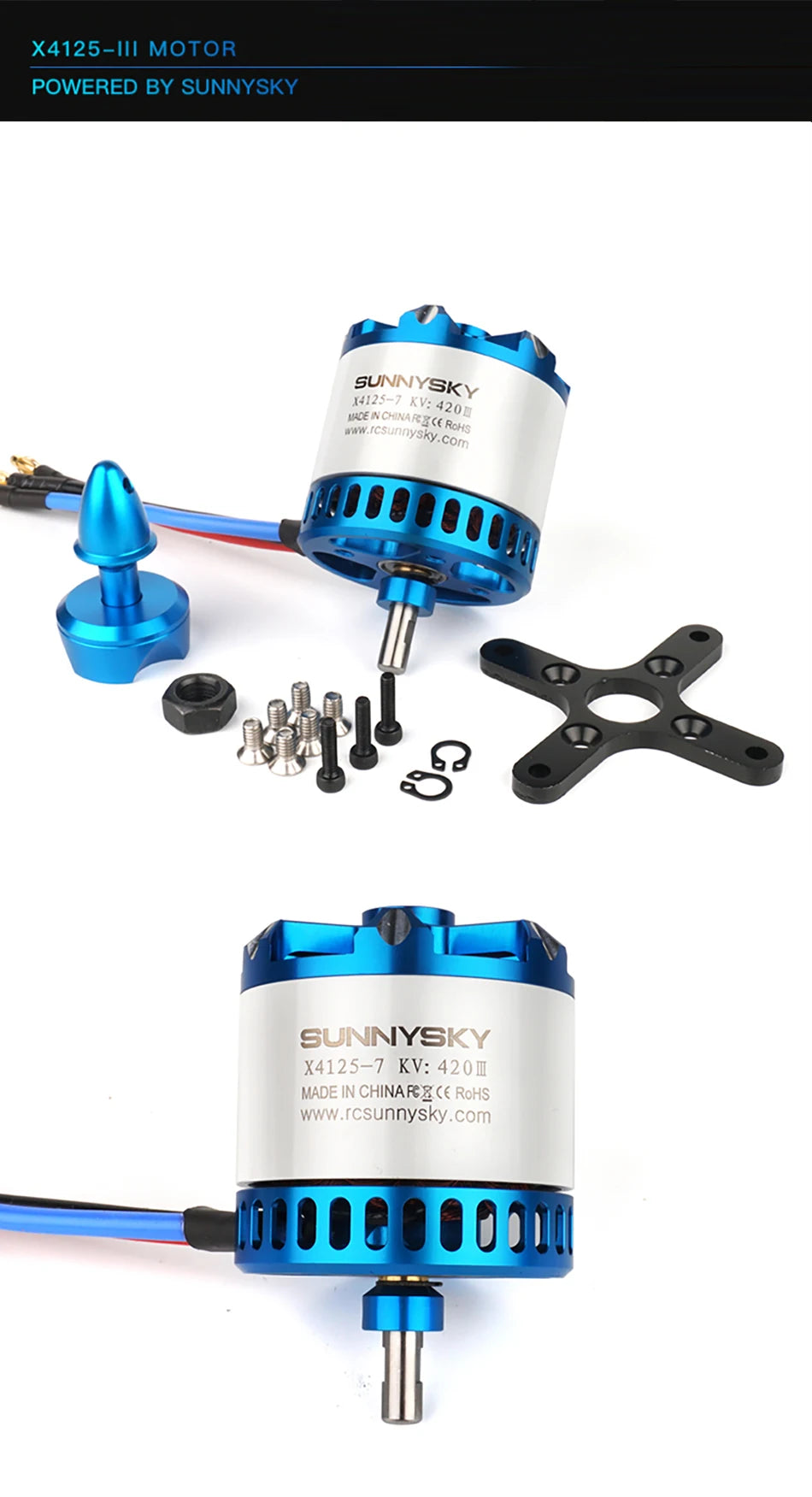 SUNNYSKY X4120-III X4125-III X4130-III 650K550KV 420KV 515KV 520KV Brushless Motor for RC Quadcopter Airplanes Fixed Wing Plane