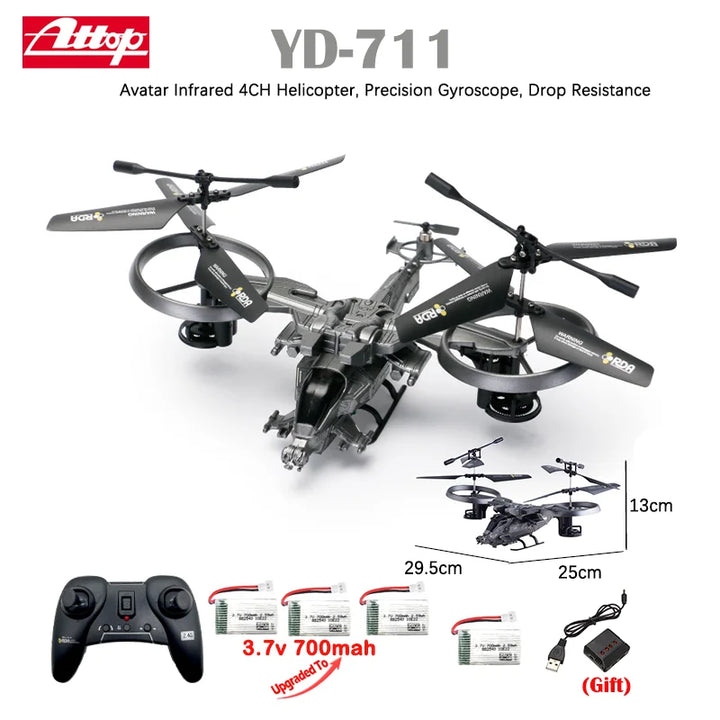 New Arrival YD711 RC Helicopter 2.4G 4CH Precision Gyroscope Drop Resistance RC Drone Avatar Fighter Model RC Toys Gift For Kids