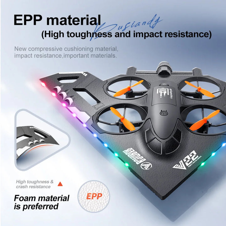V22 Beginner Four-Channel Drone 360 Self-Avoidance Obstacles Remote Control FPV Height Hold Sea Land Air Three One Features Gift