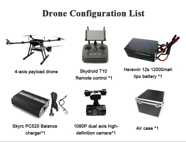 Agricultural Heavy-Lift Cargo UAV — 4-Axis, 8kg Payload, 1280mm Wheelbase, 1080p FHD, 5km Link