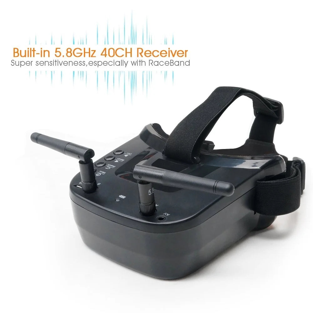 VR009 5.8G 40CH Auto-Searching Double Antennas mini FPV Goggles 3.0 Inch Built-in Battery for RC Drone Beginner