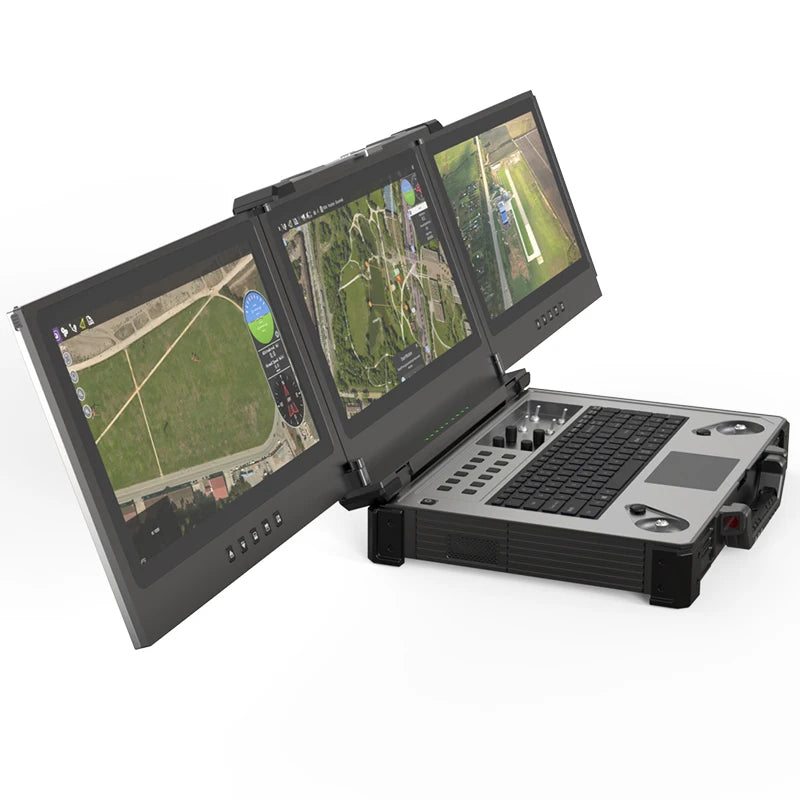 Triple-Screen Ground Control Station with Dual Joysticks for UAV/UGV