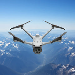 DJI Matrice 4D-series drone flying above snowy mountains