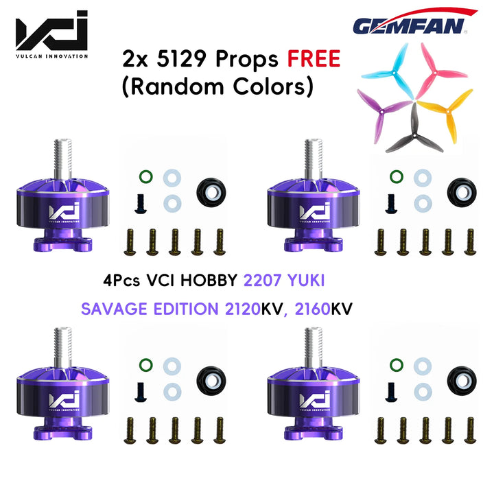4Pcs VCI 2207 YUKI SAVAGE EDITION 2120KV 2160KV 6S Brushless RC Multicopter Freestyle FPV Racing Motor for DIY Drones Parts