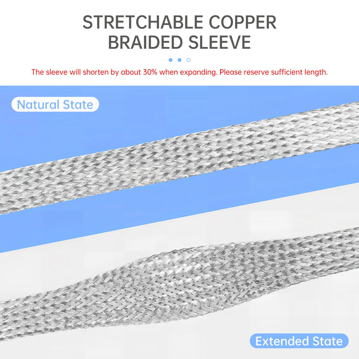 Pure & Tinned Copper Braided Shielded Sleeve — 2–28mm, 1/5/10m, EMI RF Shielding for FPV, Audio, Automotive