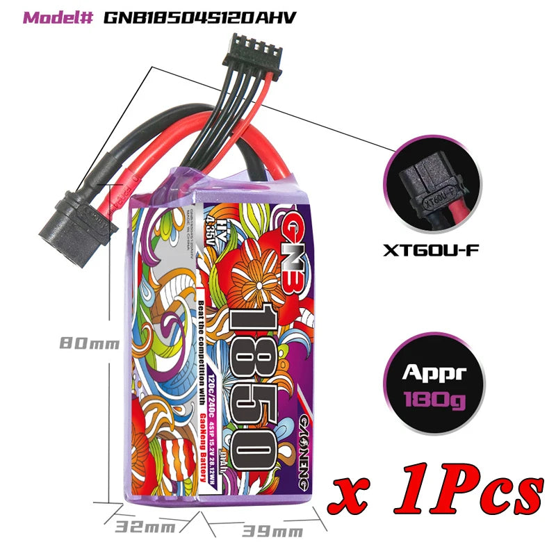 GNB 4S/6S LiPo Battery 120C - 1100/1300/1500/1850mAh XT60 FPV Racing Drone Helicopter