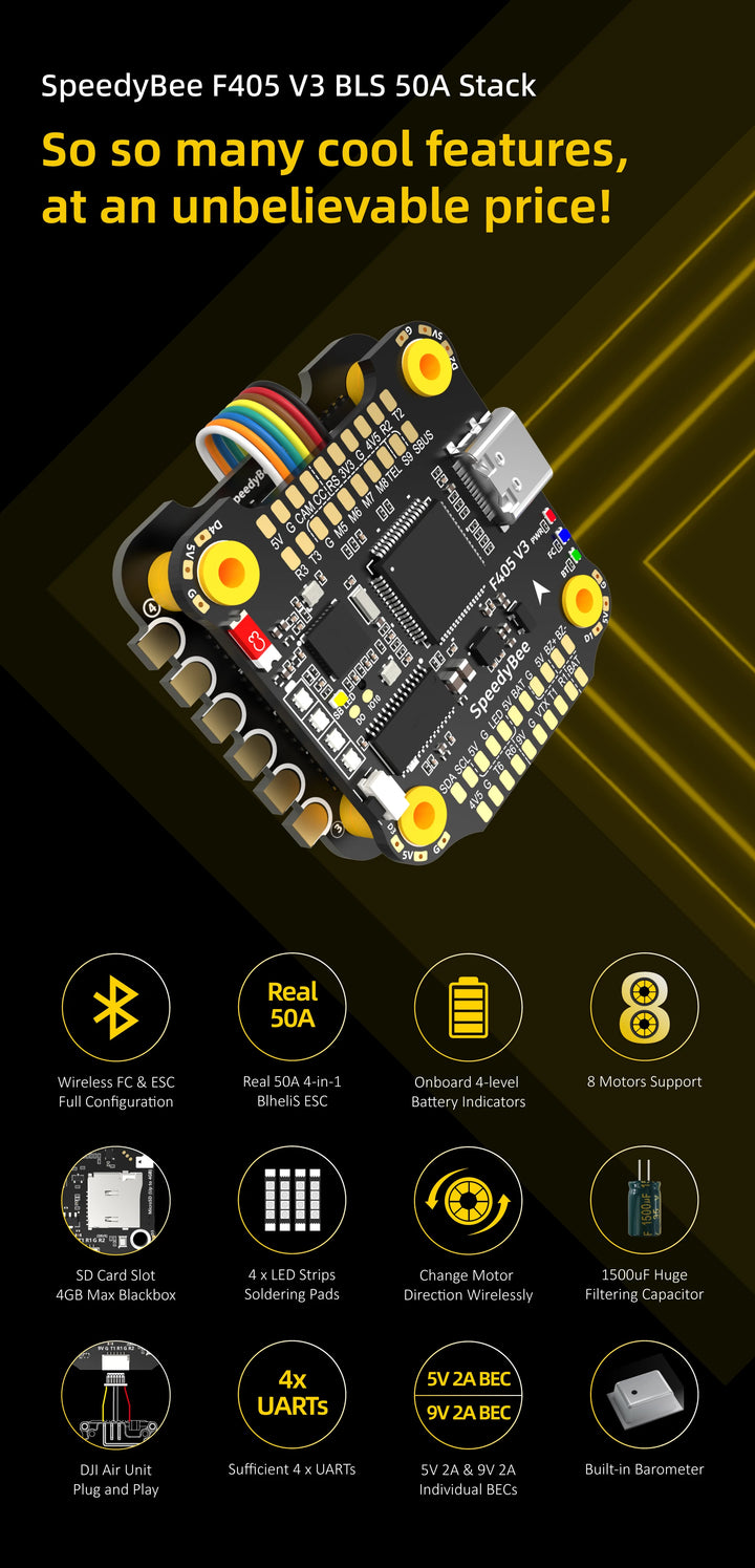 SpeedyBee F405 V3 30x30 Flight control + 50A BLS 4 in 1 ESC Fortinet