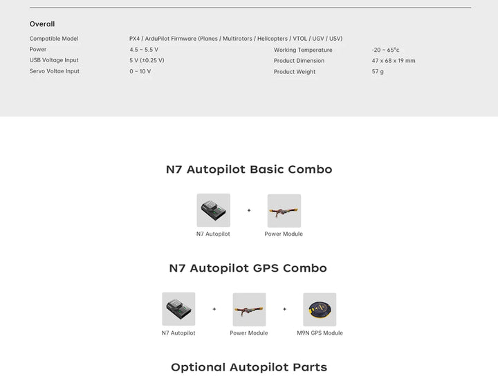 SIYI N7 Autopilot Flight Controller Compatible with Ardupilot and PX4 Ecosystem M9N GPS and 2 to 14S Power Module For Drone UAV