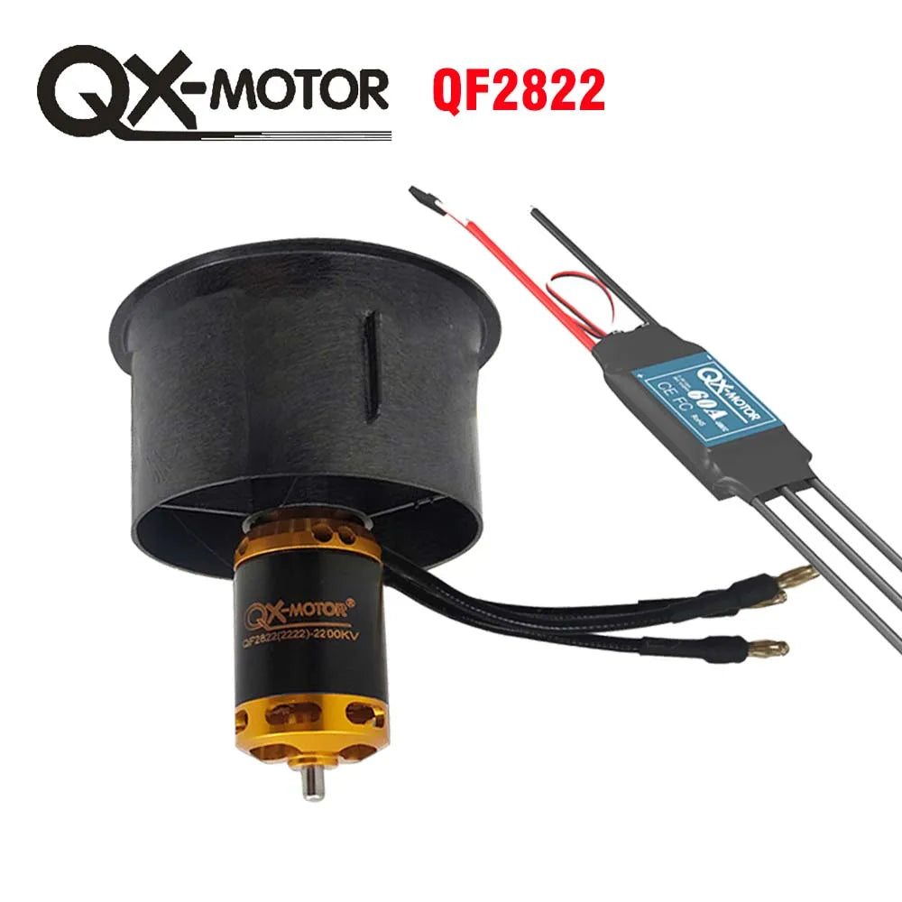 QX-MOTOR 64mm EDF Set w/ Brushless motor 2200kv 2400kv 3500kv 3800kv 4300kv and 60A 80A brushless ESC for FMS Freewing Rc Drone