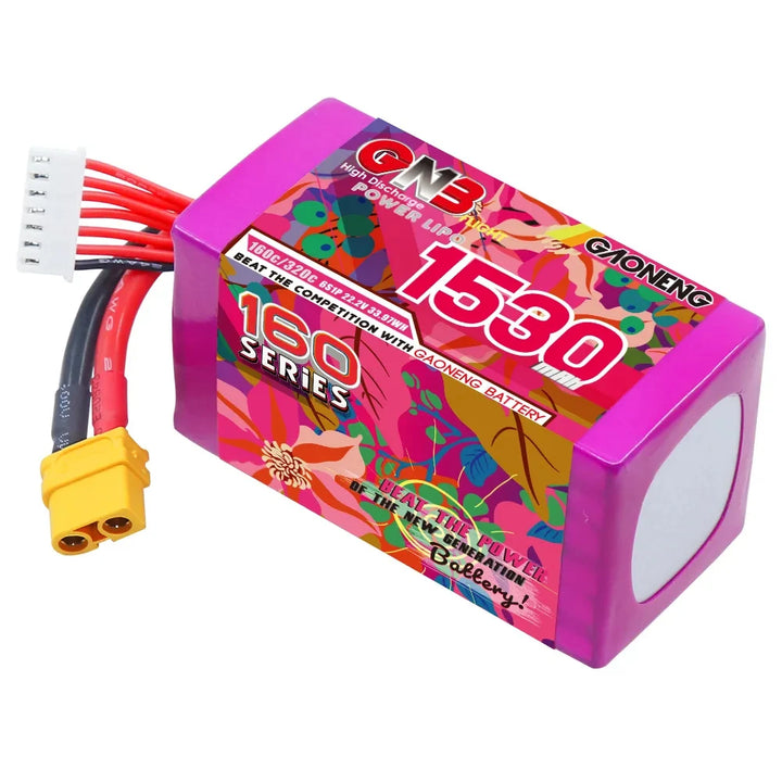 Gaoneng GNB 160C LiPo Battery XT60 — 4S & 6S, 1050-1730mAh for 3-6" FPV Drones