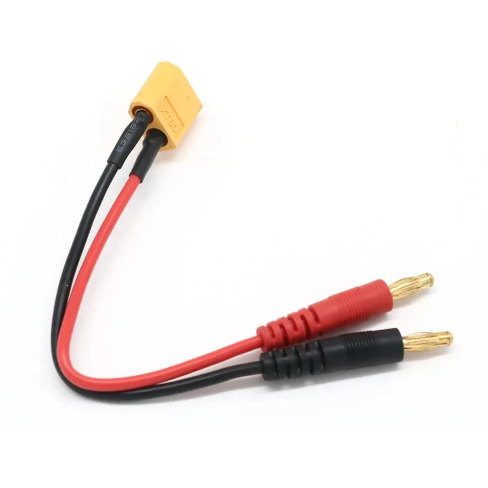 XT30/XT60/XT90/T-Plug to 4mm Banana Plug Charge Cable - 20cm 14AWG Silicone