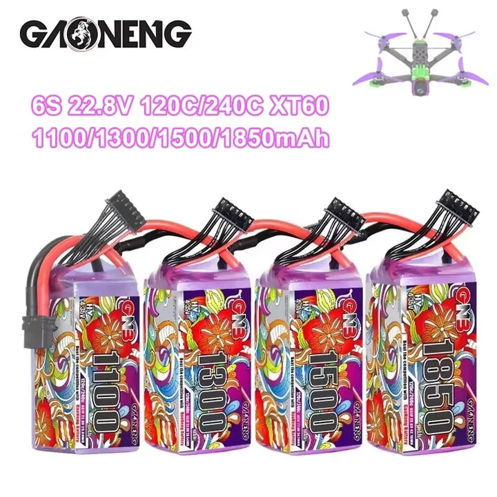 GNB 4S/6S LiPo Battery 120C - 1100/1300/1500/1850mAh XT60 FPV Racing Drone Helicopter