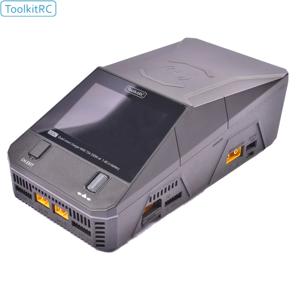 ToolkitRC Q6AC 4-Channel LiPo Charger — AC 400W / DC 1000W, 65W USB-C, 15W Wireless