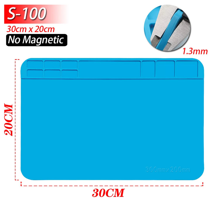 Heat Resistant Soldering Mat - 932°F Silicone Work Mat with Anti-Static & Magnetic Features