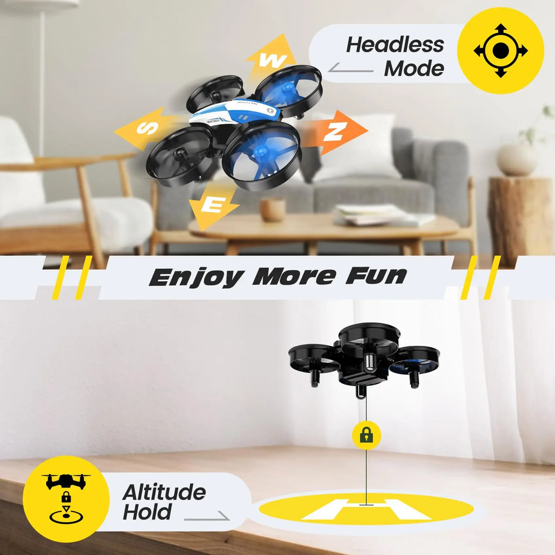 Holy Stone Mini Drone for Kids/Beginners,  RC Nano Quad, Indoor Hover, 3D Flips, Headless, 3 Batts. Gift for Boys/Girls, Blue