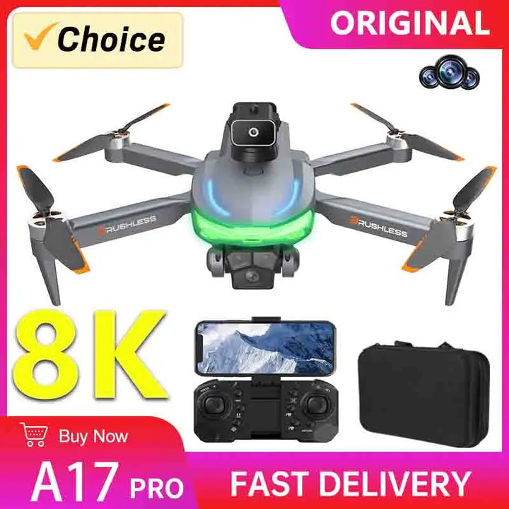 Drone Camera 8K Professional 20km Quadcopter FPV Obstacle Avoidance Brushless RC Helicopter for kids and Adults Aircraft A17 Pro