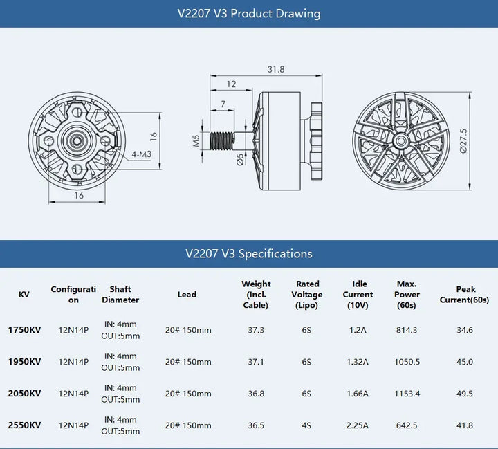 T-MOTOR VELOX V3 V2207 V2306 1750KV 1950KV 2050KV 6S 2550KV 4S Brushless Motor for FPV Freestyle Drones DIY Parts