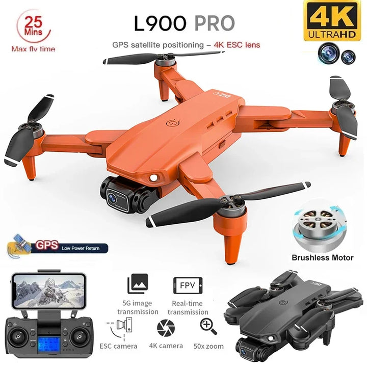 New L900 PRO Drone 4K Professional 5G WIFI FPV GPS HD Camera Photography Brushless Foldable Quadcopter 1200M RC Toy Gift