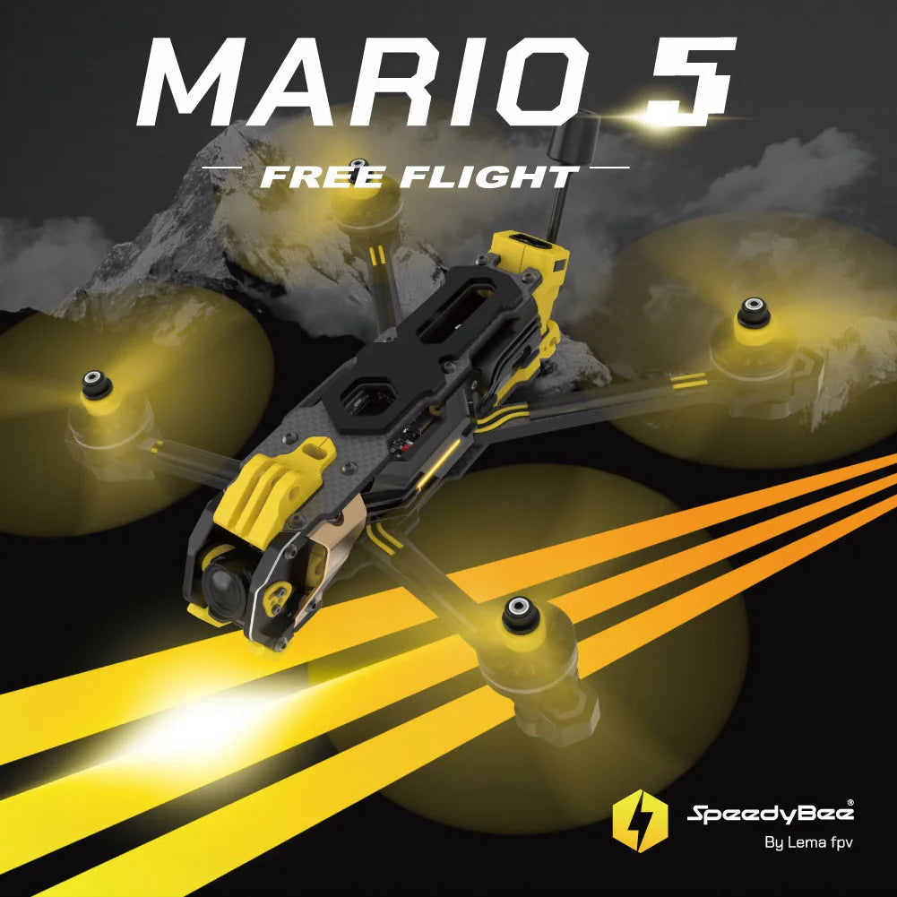 SpeedyBee Mario 5 Frame 5 inch DC / XH Version with Carbon Fiber Plate FPV Freestyle RC Racing Drone For O3 / O4 PRO