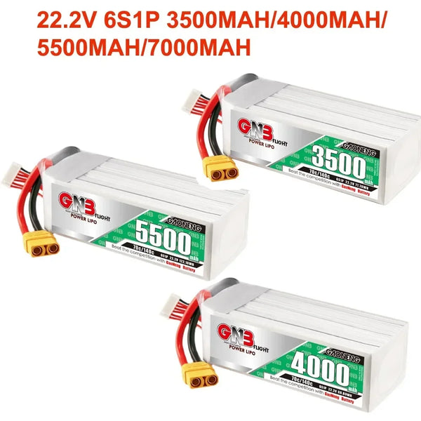 GNB 6S LiPo Battery 22.2V 3500-7000mAh 70C XT60/XT90 - High Discharge FPV Racing