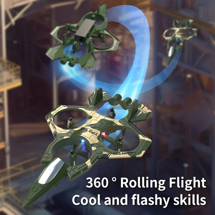 2025 New Fighter Quadcopter Drone Stunt Light RC Aircraft Four Channel Hovering Alta Altitude Rolling Special Effect