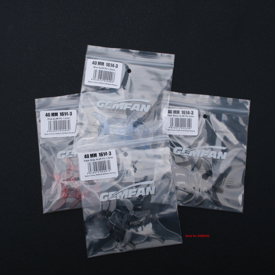 Gemfan 1614-3 40mm 3-Blade Micro Whoop Props 8 Pairs 1mm/1.5mm for 0802 Motors
